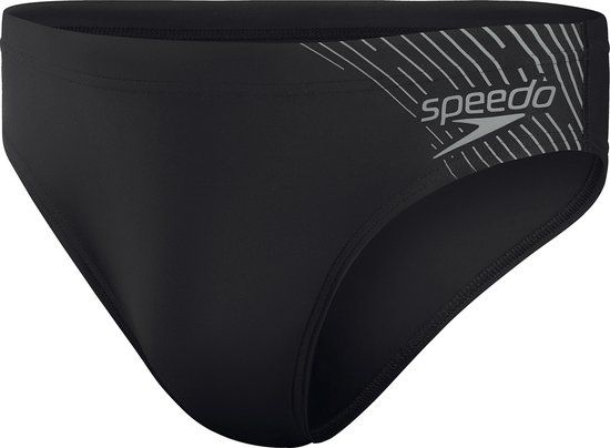 Speedo Medley Logo 7cm Brief Heren Sportzwembroek - Zwart/Grijs - Maat 3