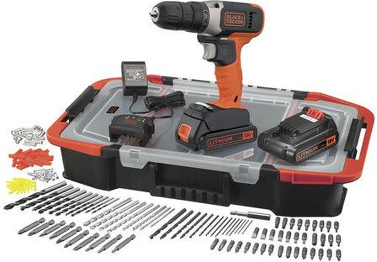 BLACK+DECKER BCD001BAST-QW Accu Schroef/-boormachine - 2 Accu's - Borenset - 2 Jaar Garantie