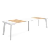 Skraut Home Uittrekbare Consoletafel Eettafel 300cm voor 14 Personen Houten Poten Moderne Stijl Eiken en Wit