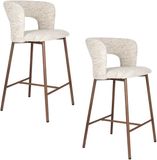 Housecraft Living Chelsea Barkrukken rugleuning 67 cm Beige - Set van 2