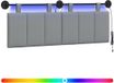 vidaXL Hangend hoofdbord Met LED-verlichting Lichtgrijs Stof