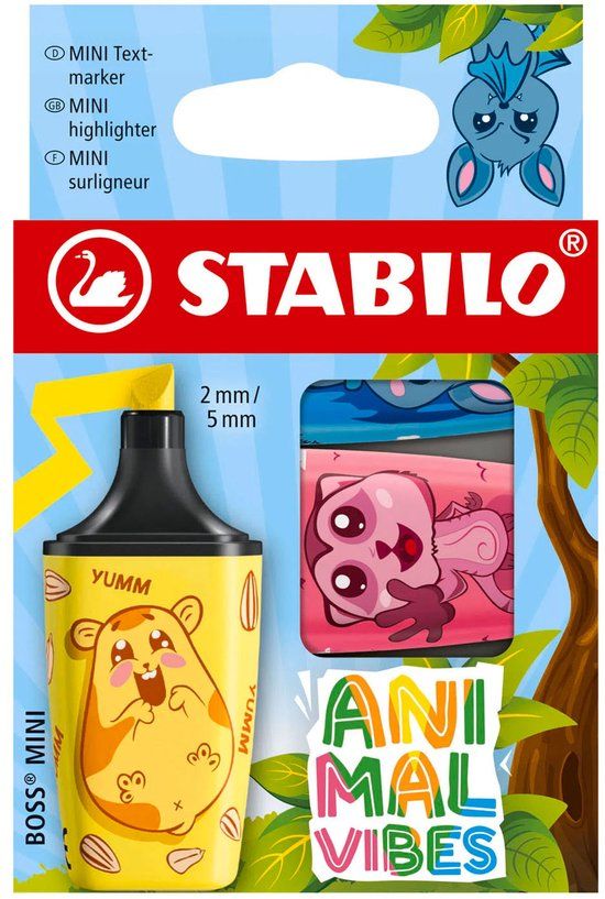 STABILO BOSS MINI Animal Vibes Markeerstift 3 stuks