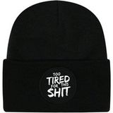 Tierisch - Fun Beanie - Too Tired For This Shit Black Beanie - Zwart
