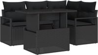 vidaXL Tuinbank Set Zwart Polyrattan
