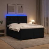 vidaXL Boxspringbed met matras, zwart, 140 x 200 cm, fluweel