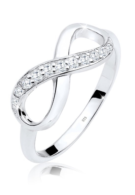 Elli Dames Ring Dames Infinity Symbool Oneindigheid Trend met Zirkonia Kristallen in 925 Sterling Zilver