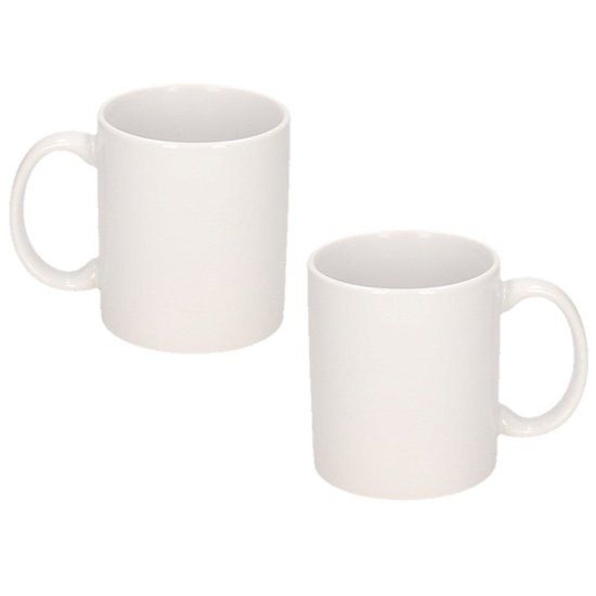Shoppartners 2x Onbedrukte witte mok / beker - 300 ml - blanco koffiemokken