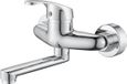 Sans marque Robinet de cuisine mural - bec pivotant - mitigeur monocommande - acier inoxydable
