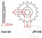 JT Sprockets Stalen standaard tandwiel voor motor 15T JTF410.15