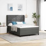 vidaXL Boxspringbed met hoofdeinde Donkergrijs 160 x 200 cm Stof