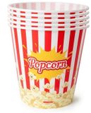 Plasticforte Popcorn bak - 8x - rouge/blanc imprimé rétro - plastique - 18 x 18 cm - 2,8 litre - réutilisable