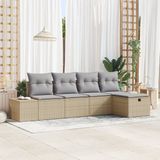 vidaXL Bankstel - 5-delig - Poly-rattan