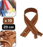 10 Bruine Nylon Ritsen - 20cm - Kunststof - 10 stuks