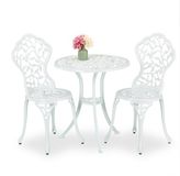 Merkloos bistroset - met bistrotafel en 2 stoelen - Ø 61 cm - aluminium - wit