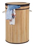 Relaxdays panier à linge - 65 l - bambou - avec couvercle rabattable - poignées - pliable - naturel