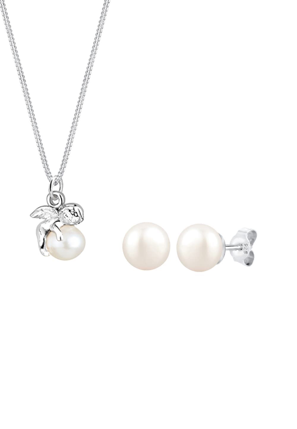 Elli Sieraden Set Dames - Engel Hanger & Oorstekers - Zoetwater Parels - 925 Zilver