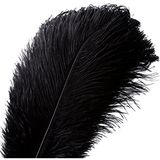 VoilaLove 20 stuks struisvogelveren, natuurlijk, handwerk, 25-30 cm, veer voor bruiloftscentra, woondecoratie (25-30 cm, zwart)