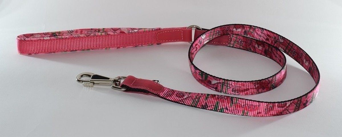 linky Hondenriem -roze met tekening- L- 2.5 cm x 115 cm