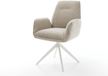 Zoa-Flex Chaise de salle à manger cadre en croix tissu tissé large blanc beige ressorts ensachés 360° pivotant fonction bascule