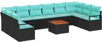 vidaXL Tuinbank Set Zwart Polyrattan