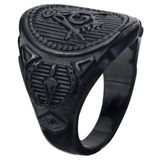 Mendes Steel Heren ring Vrijmetselaars Edelstaal Zwart -20mm
