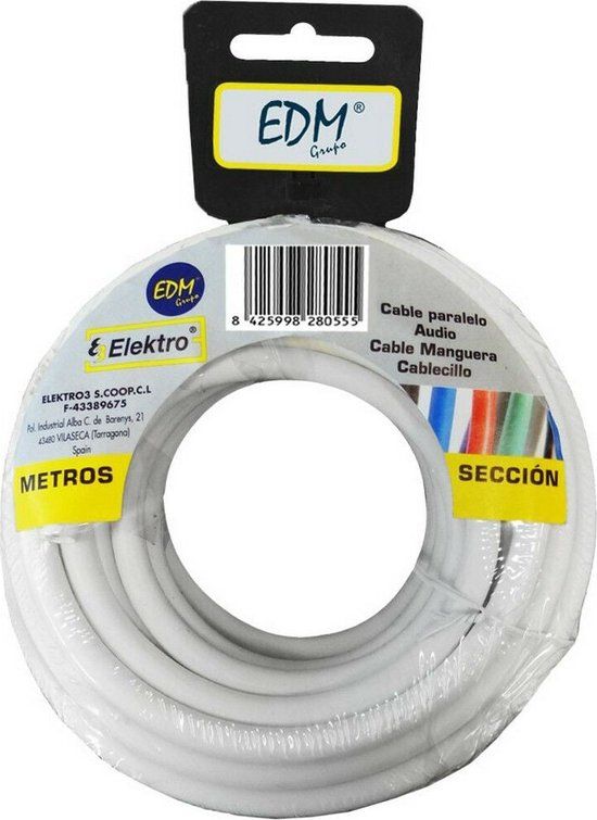 EDM Kabel 2 x 1 mm 10 m Wit