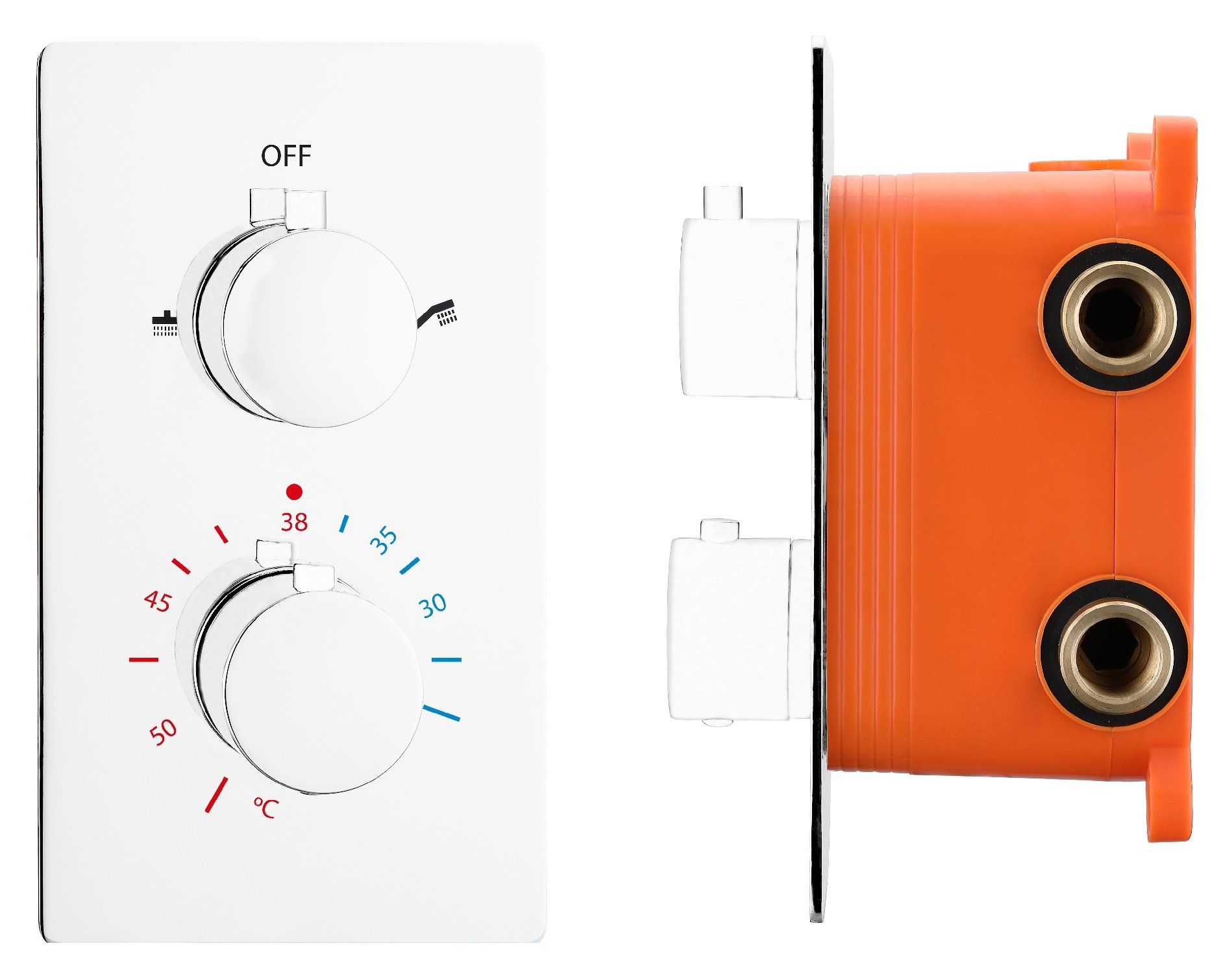 Best Design Inbouwthermostaat & Inbouw Box 2-weg 1/2'' Mat Wit