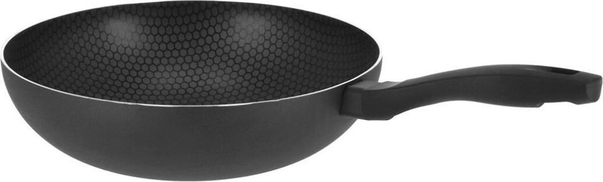 San Ignacio Aluminium zwarte wok/wokpan Mare met anti-aanbak laag 29 cm - Wokpannen - Koken - Wokken