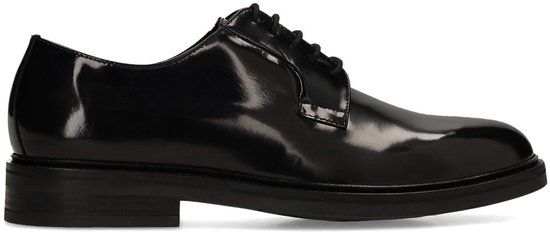 Manfield Heren Zwarte lak leren veterschoenen Maat 40