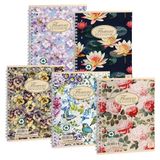 Pigna Nature Flowers Spiraalblok, A5, 16 x 20,5 cm, verpakking met 5 stuks, verschillende kleuren/modellen