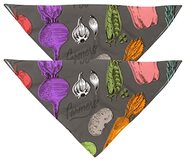 VAPOKF 2 Pack Hond Bandana - Groenten Doodles - Huisdier Slabbetjes - Wasbare Bandana's - Accessoires