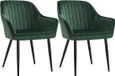 Songmics Eetkamerstoelen set van 2 met armleuningen en fluwelen bekleding, groen
