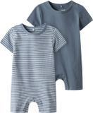 TWO SOON NAME IT Baby Pyjama TBNSLEEPSUIT 2P SS AOP NOOS Unisex Korte mouw Gestreept Katoen/Elastaan Blue Mirage Maat 86