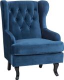 Beliani ALTA - Fauteuil Chesterfield - Bleu - Velours