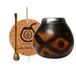 Gaucho Cebar Set met natuurlijke kalebassen voor Yerba Mate-thee | Pompoenbeker en roestvrijstalen rietje Bombilla Straw accessoires - kurkpad en borstel, bruin