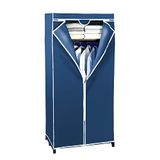 Kledingkast Blu Kledingkast Blu, praktische stoffen kast met kledingstang en opbergruimte voor het voorzichtig opbergen van textiel, stabiel metalen frame en overtrek van vliesstof (PP), 75 x 160 x 50 cm, blauw