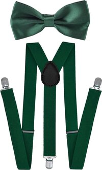 Fako Fashion® Bretels Met Vlinderstrik - Donkergroen - 100cm - Heren