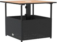 vidaXL Tuintafel met parasolgat, zwart, 55x55x46,5 cm, polyrotan