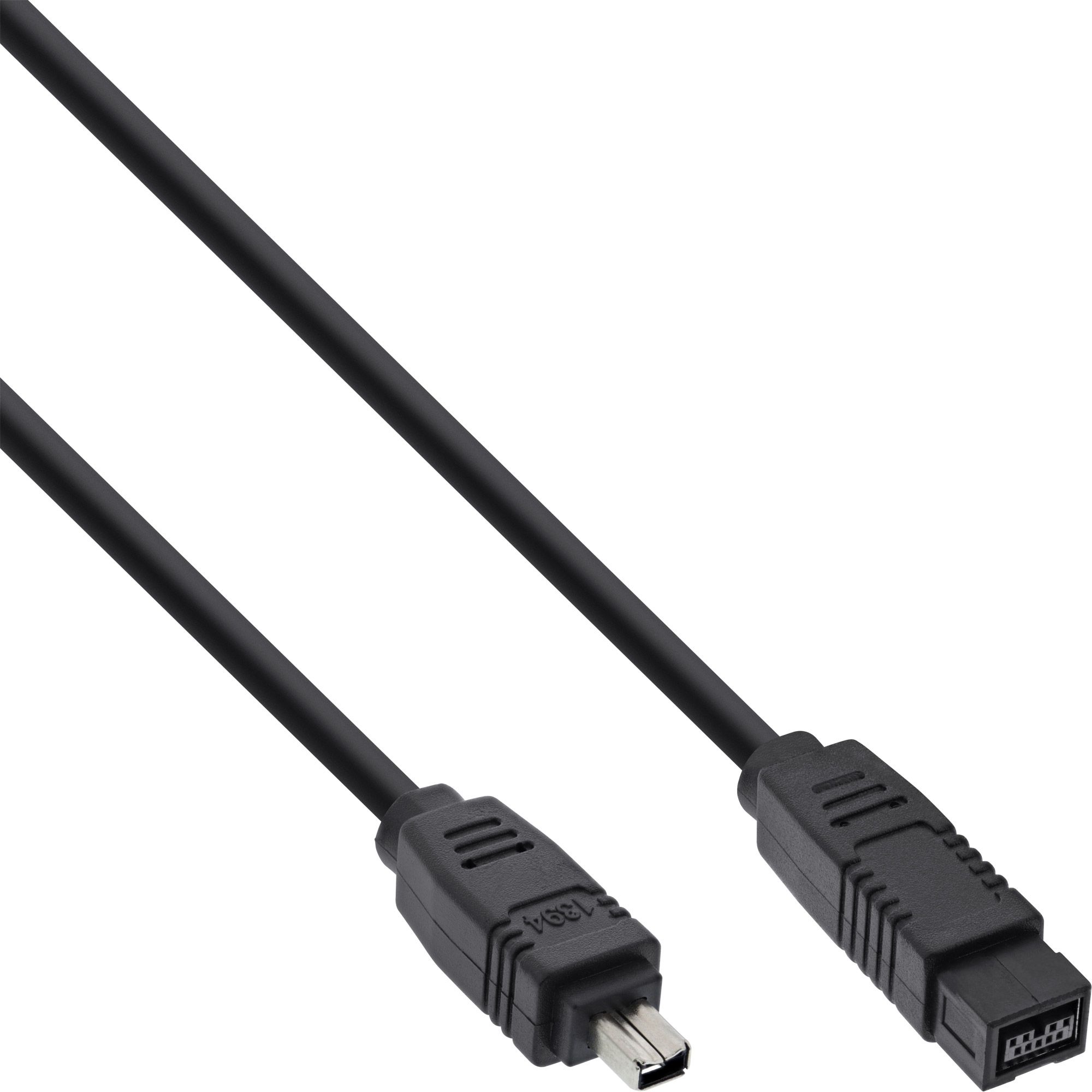 InLine FireWire M-M 1m seriële kabel Zwart 9-p 4-p