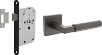 Intersteel Deurbeslag set loopslot zwart met deurkruk Baustil antraciet grijs