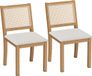 HOMCOM Chaise de salle à manger - Bois de caoutchouc - Crème - Lot de 2