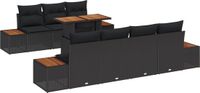 vidaXL Tuinbank Set 8-delig Zwart Polyrattan