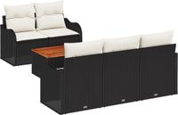 vidaXL - Tuinbank - Set - 6 - st - Zwart - poly - rattan