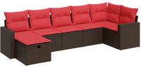 vidaXL 7-delige Loungeset met kussens poly rattan bruin