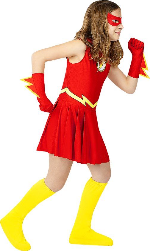 FUNIDELIA Flash Kostuum Meisjes - Maat 107-113 cm - Rood