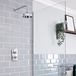 Hudson Reed Elizabeth Mitigeur de douche thermostatique avec pomme de douche ronde 15 cm et bras mural - Chrome et blanc