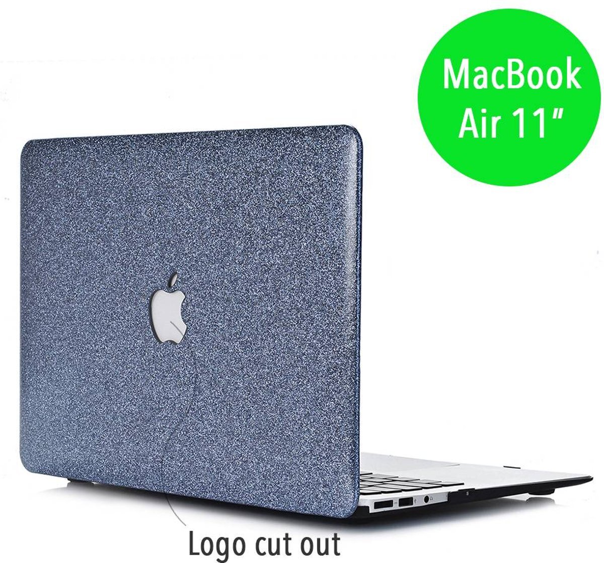 Lunso - glitter hardcase hoes - MacBook Air 11 inch - blauw