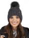 Vivisence Dames Wintermuts - Gebreide Stof Met Modieuze Steek Pompon Van Imitatiebont En Zachte Fleecevoering Voorkomt Statisch Haar - Houdt Warm Op Koude Winterdagen En Zit Comfortabel - Donkergrijs
