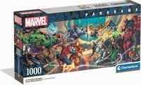 Clementoni Puzzle pour adultes, 1000 pièces, Panorama, Marvel Heroes Vs Villa Compact Box, Avengers, 37056
