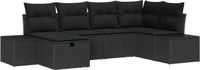 vidaXL Tuinbank Set 6-delig Zwart Poly Rattan